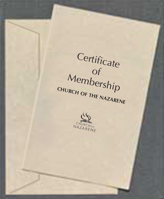 Certificate of Membership for the Church of the Nazarene